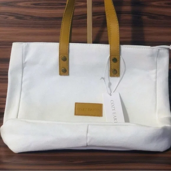 Cozy Earth Canvas & Faux Leather Reusable Tote Bag - Picture 7 of 8